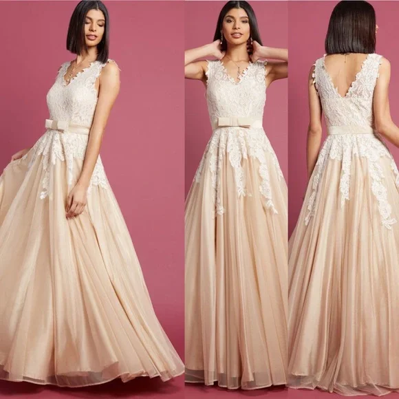 ModCloth Lace Wedding Dress Tea Color ModCloth Lace Wedding Dress Tea Color